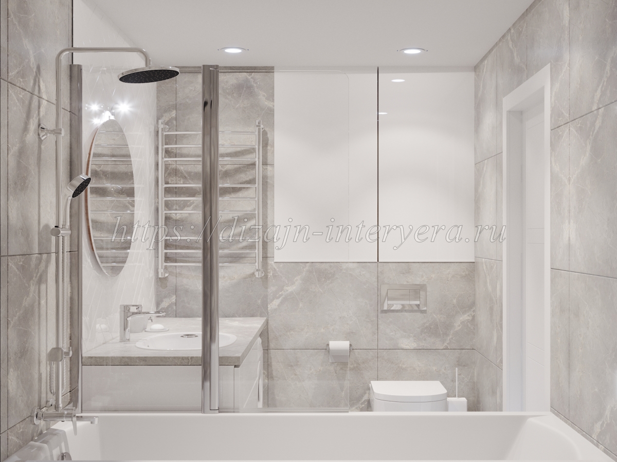 Дизайн ванной комнаты в ЖК Лилия