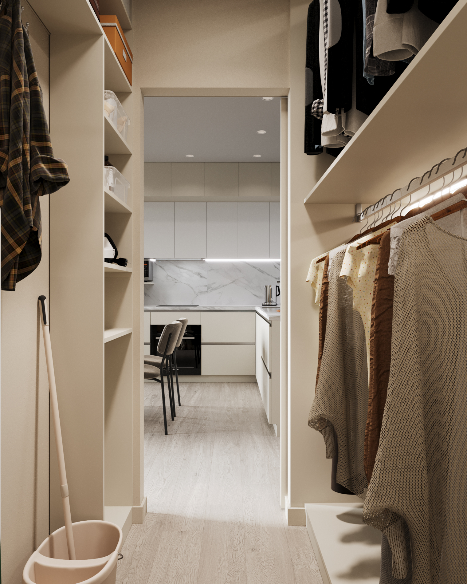 Дизайн гардеробной комнаты в ЖК Grand&Grand