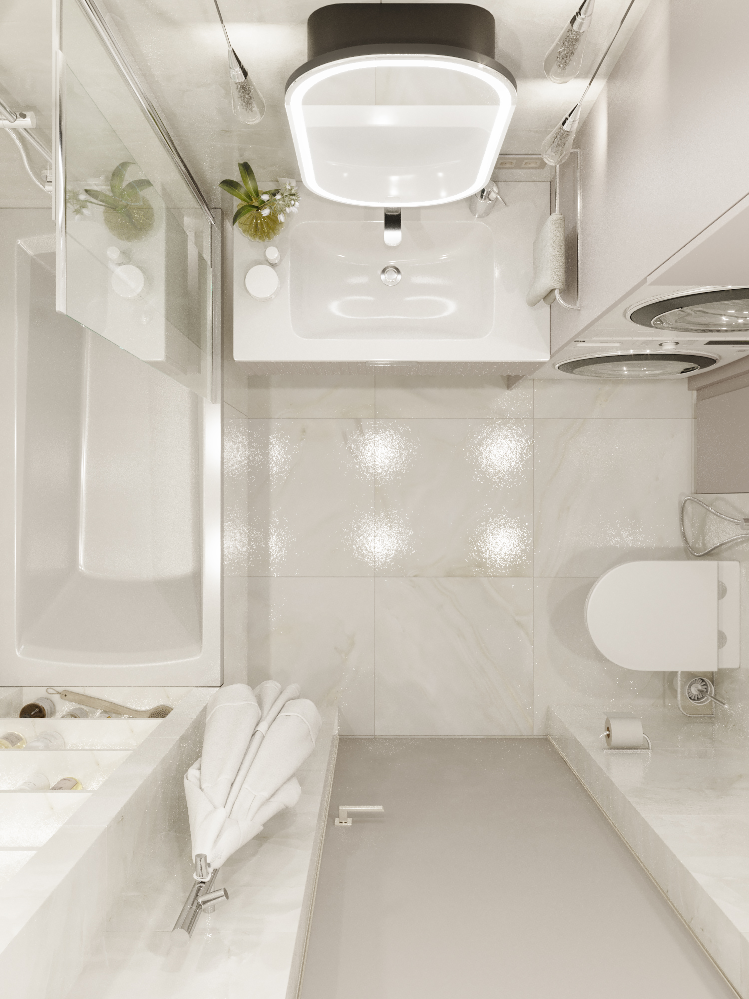 Дизайн совмещенной ванной комнаты в ЖК Новатор
