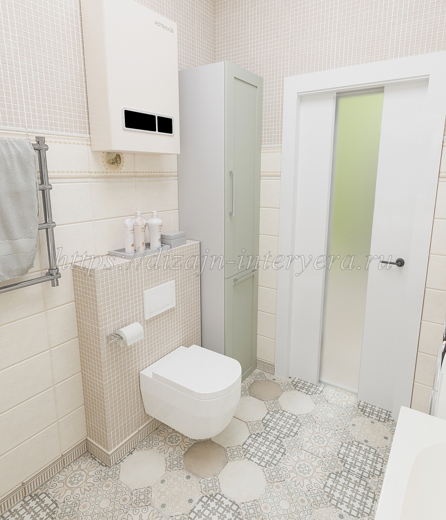 Дизайн интерьера ванной комнаты в ЖК Лимонарий